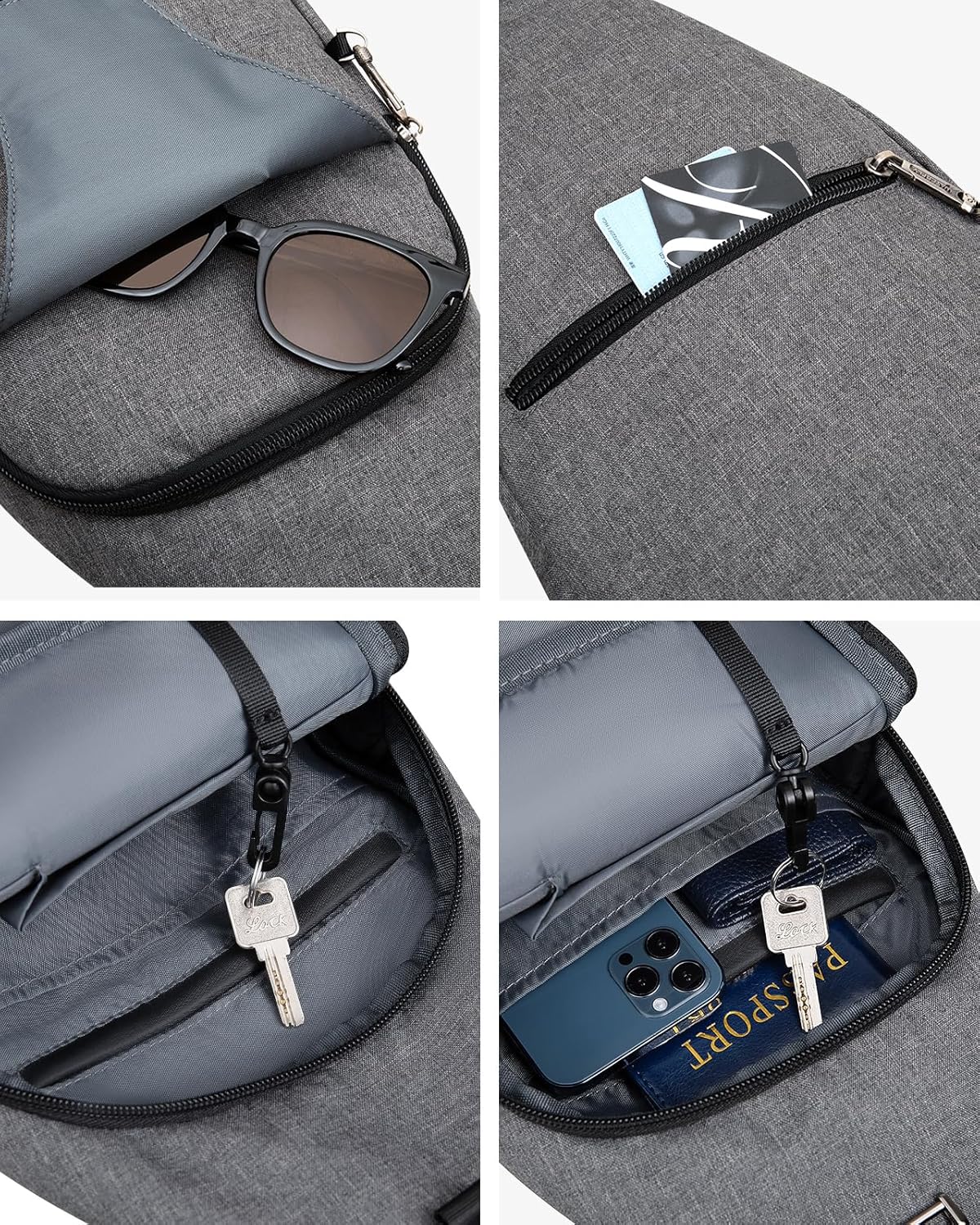 WATERFLY Small Crossbody Sling Backpack Anti Theft Backpack for Traveling Chest Shoulder Bag