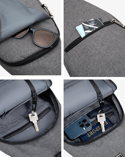 WATERFLY Small Crossbody Sling Backpack Anti Theft Backpack for Traveling Chest Shoulder Bag