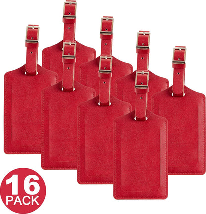 8 Pack Leather Luggage Travel Bag Tags by Travelambo