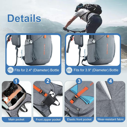 15L Small Hiking Backpack for Men Women Foldable Packable Back Pack Ultralight Hiking Daypack for Travel Camping Outdoor, Gray