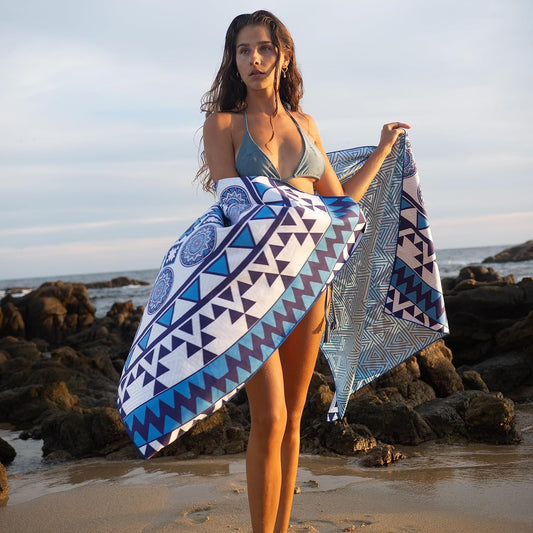 Elite Trend Microfiber Beach Towel for Adults with Bag - Extra Large 78x35 inch Lightweight Sand Free Quick Dry Towel for Travel, Swimming, Yoga, Camping (Blue Angel)