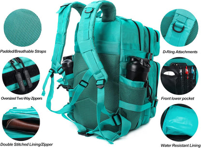 LHI Military Tactical Backpack for Men and Women 45L Army 3 Days Assault Pack Bag Large Rucksack with Molle System-Mint Green