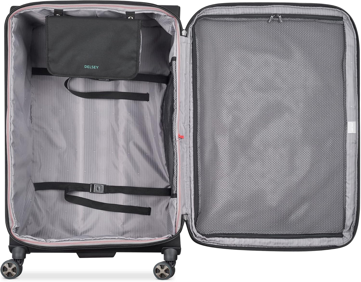 DELSEY PARIS Helium DLX Softside Expandable Luggage with Spinner Wheels, Black, Checked-Large 29 Inch