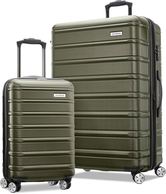 Samsonite Omni 2-2pc Hardside Luggage Set (21/28) - Carry-On & Large Checked - Spinner Wheels - Scratch Resistant Hardshell - Airline-Approved - Lightweight Expandable Polycarbonate - Vita Olive