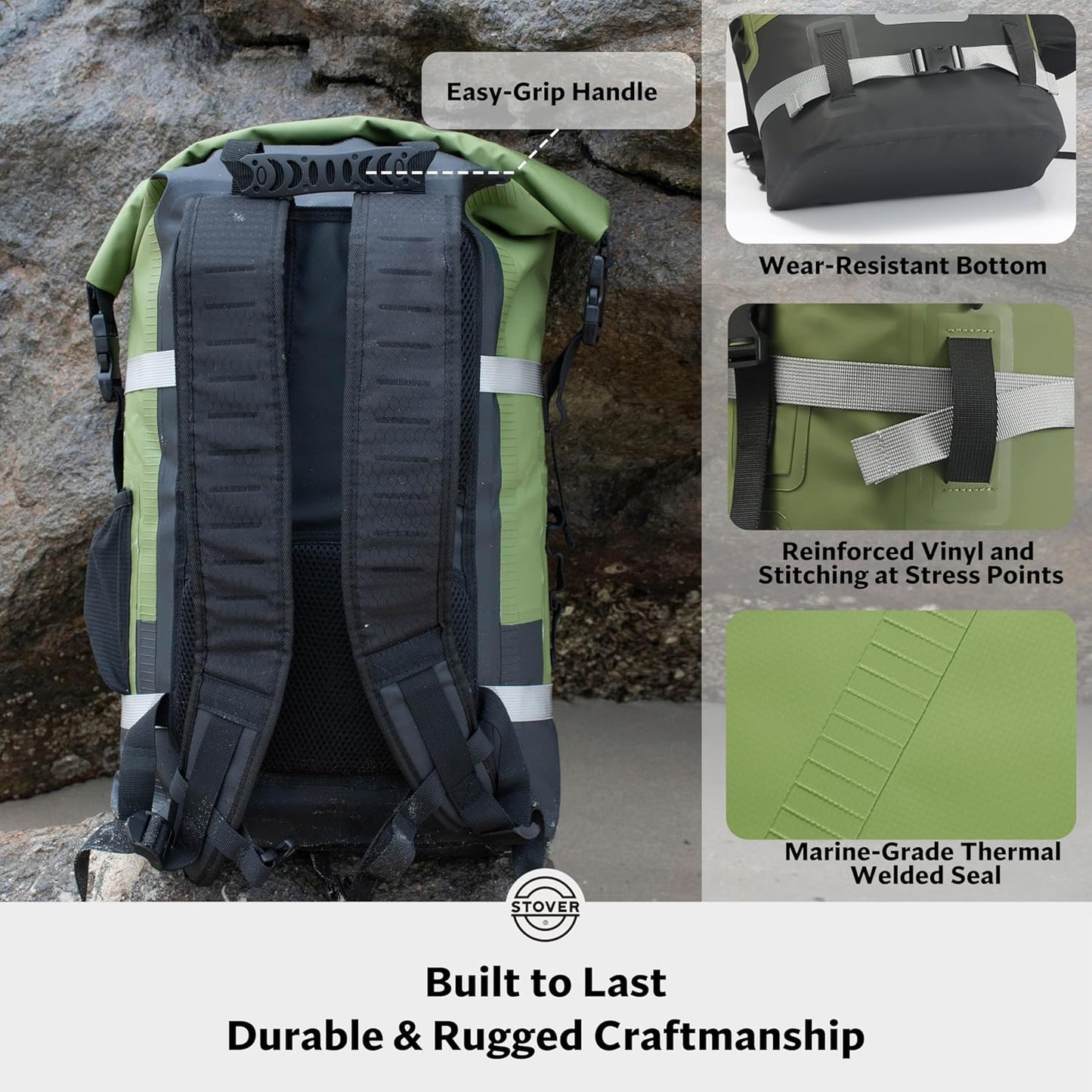 STOVER 5/10/25/30/40/55L Waterproof Backpack- Floating Dry Bag for Kayaking, Travel, Beach, Hiking, & Camping, Men/Women