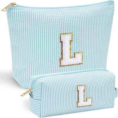 YOOLIFE Cute Makeup Bag for Women Girls - Personalized Teenager Girl Gift Ideas | Initial Make Up Bag | Gifts for Women Friends | Skin Care Bag | Mothers Day Gifts | Tween Girls Trendy Stuff L