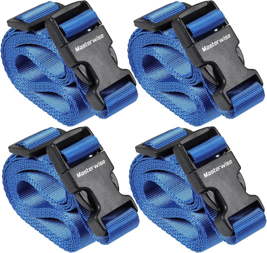 Buckle with Clips, Adjustable Nylon Straps with Buckle, Packing Strap, Blue 4 Pack (6’x1)