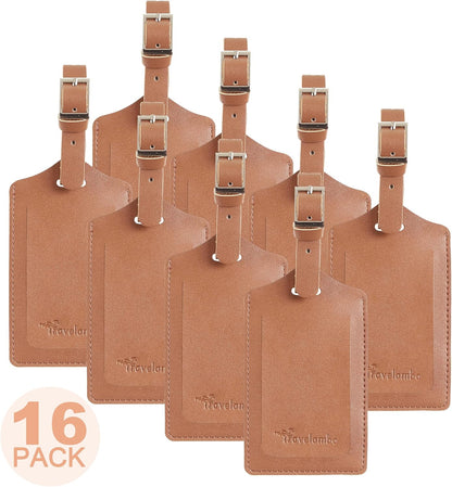 8 Pack Leather Luggage Travel Bag Tags by Travelambo