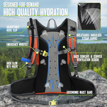 N NEVO RHINO Hydration Backpack, 18L Multipurpose Hiking Backpack with 3L Water Bladder, Water Backpack Insulated Hydration Pack Ideal for Hiking and Cycling