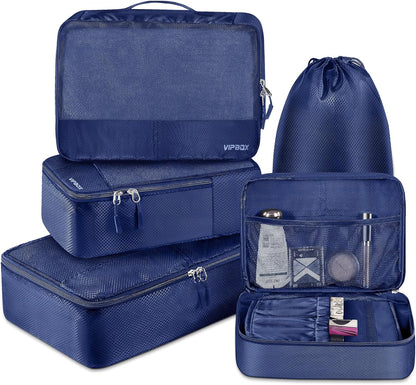 5 Set Packing Cubes Travel for Luggage Durable Suitcases Organizer Bags Lightweight Airplane Travel Vacation Essentials Accessories for Carry on (BLue)