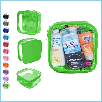 Clear TSA Approved 3-1-1 Travel Toiletry Bag for Carry On / Quart Size Transparent Liquids Pouch for Airport Security / Reusable See Through Vinyl & PVC Plastic Organizer for Men and Women (Green)