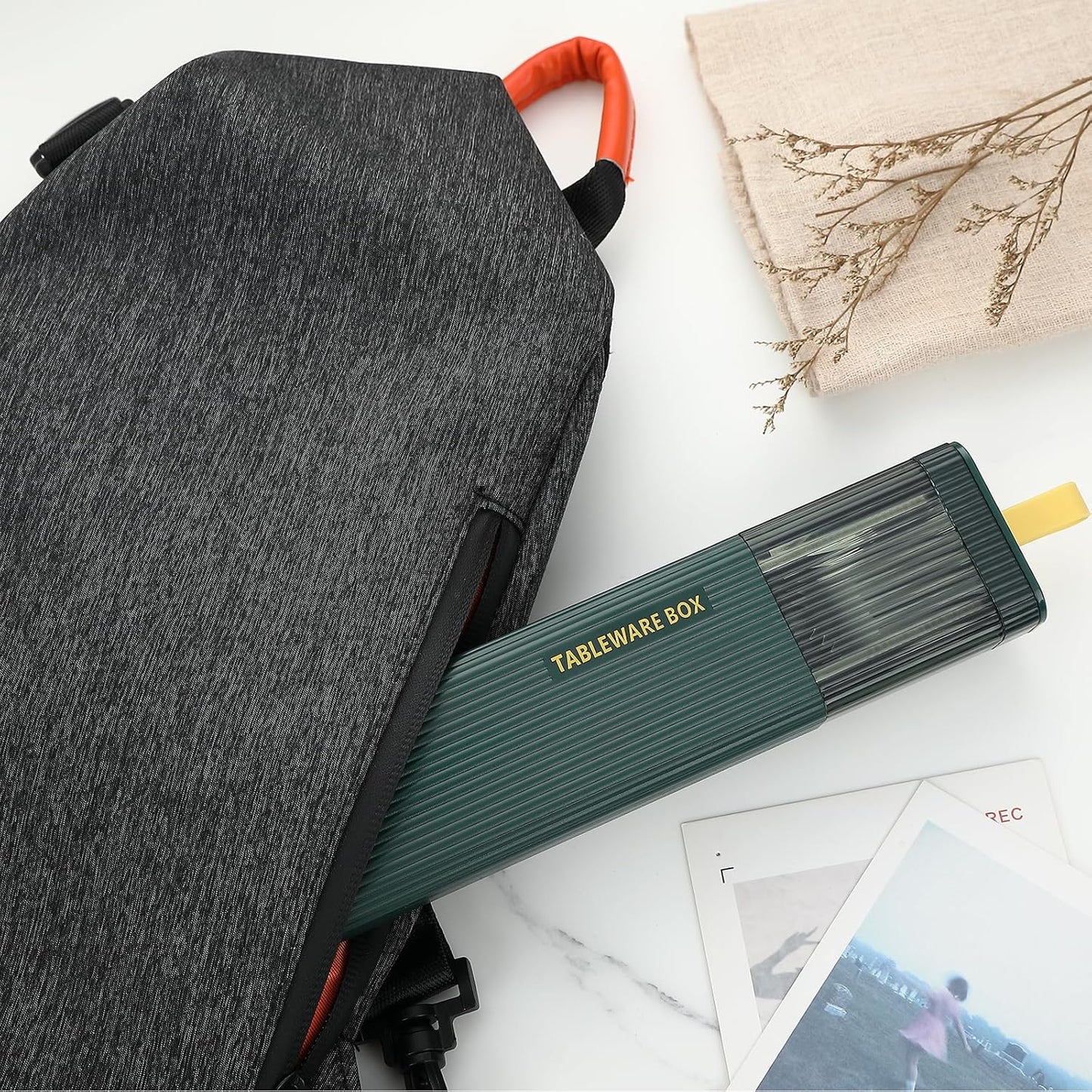 DEVICO Travel Utensils with Case, 18/8 Stainless Steel Reusable Silverware Set for Lunch Box, Portable Cutlery Set, Fork and Spoon Set for Camping, Lunch, Picnic, Workplace, School (Dark Green)