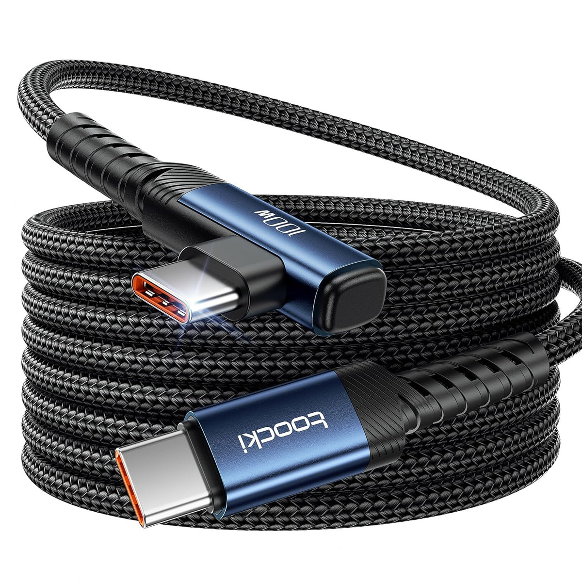 USB C Cable 10ft 100W Right Angle Fast Charging Cord, Nylon Braided USB 2.0 Cable for iPhone 17 16 15 Pro Plus Pro Max Air, iPad Pro, Samsung Galaxy S24 S23, Switch, MacBook Pro, Pixel