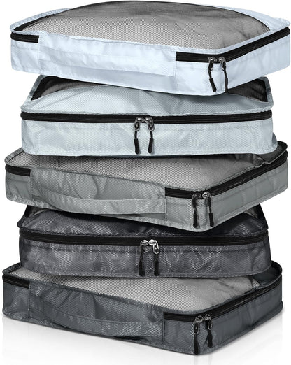 5 Pcs Packing Cubes for Suitcase Large Travel Cubes Carry on Luggage Organizer Bags for Clothes Accessories(L,Gray)