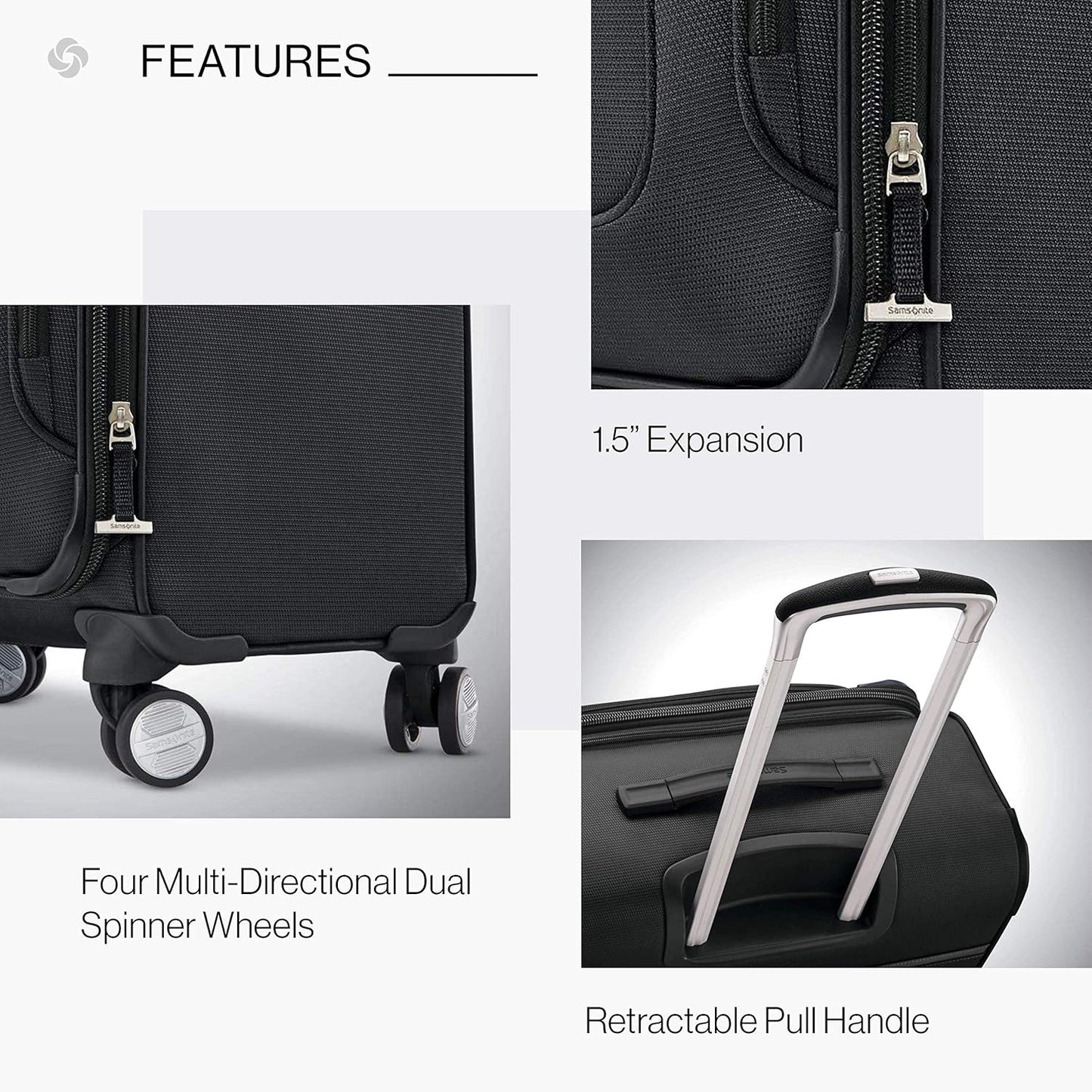 Samsonite Solyte DLX Softside Expandable Luggage with Spinner Wheels, Midnight Black, Checked-Large 29-Inch