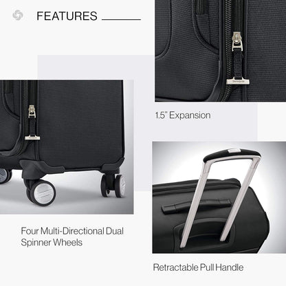 Samsonite Solyte DLX Softside Expandable Luggage with Spinner Wheels, Midnight Black, Checked-Medium 25-Inch