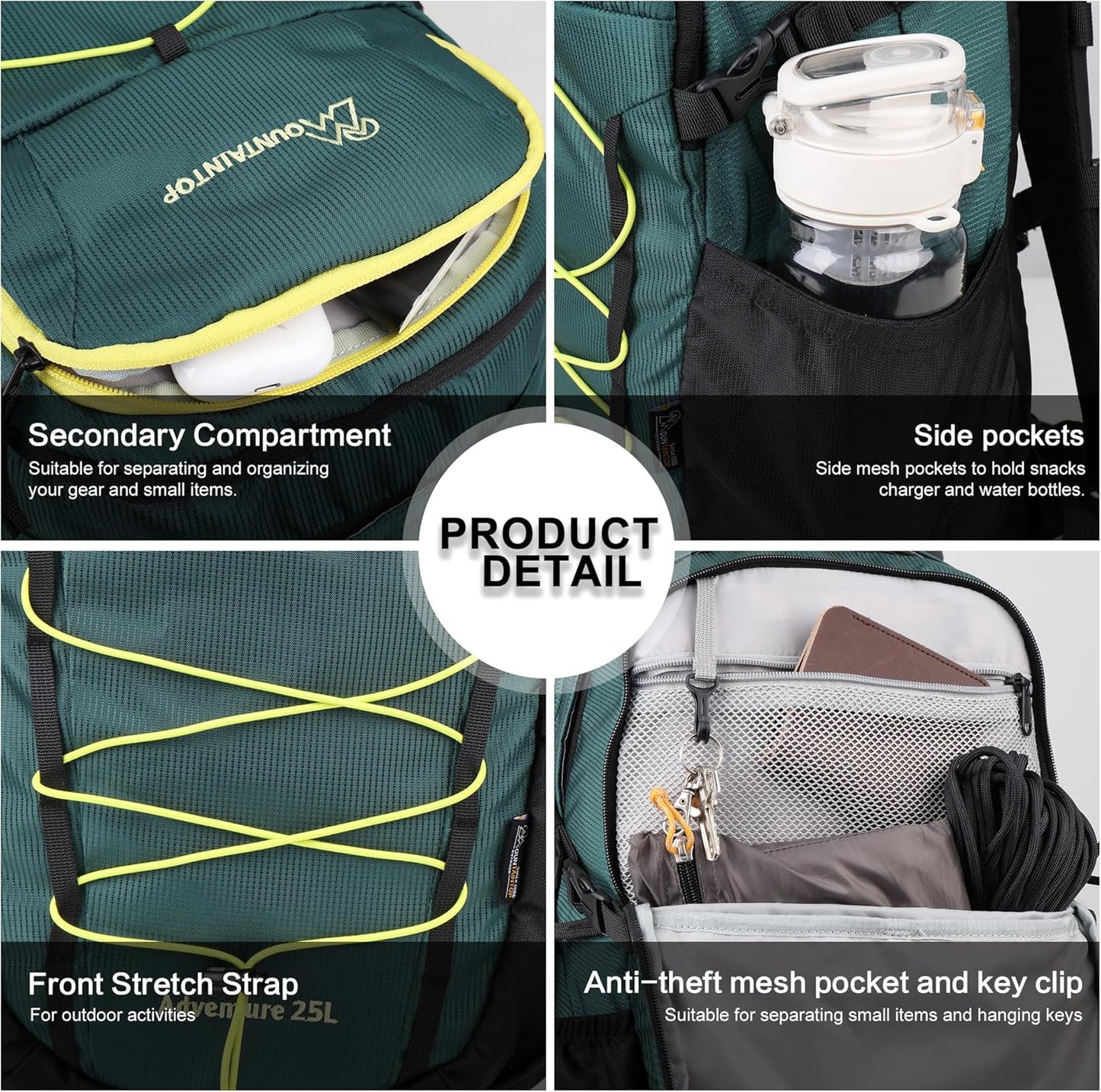 MOUNTAINTOP Hiking Backpack,25L Camping Backpack, Men Women Hiking Daypack Lightweight Travel Backpack for Camping Climbing Skiing Cycling