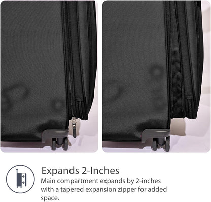 Travelpro Tourlite Softside 21" Expandable Luggage with 4 Spinner Wheels, Lightweight Suitcase, Carry-On, Black