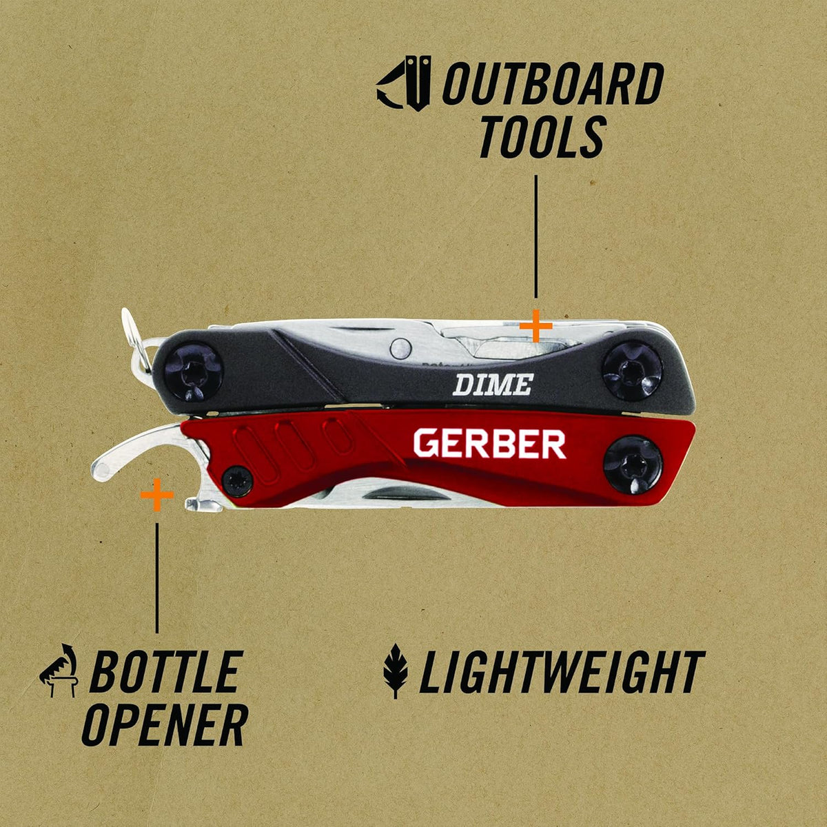 Gerber Gear Dime 12-in-1 Mini EDC Multitool - Needle Nose Pliers, Pocket Knife, Keychain, Bottle Opener - EDC Gear and Equipment, Gifts for Men - Red