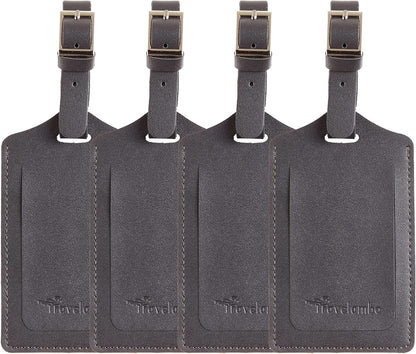 Travelambo Luggage Tags for Suitcases PU Leather Travel Tags Bag Tags Privacy Protection Travel Essentials