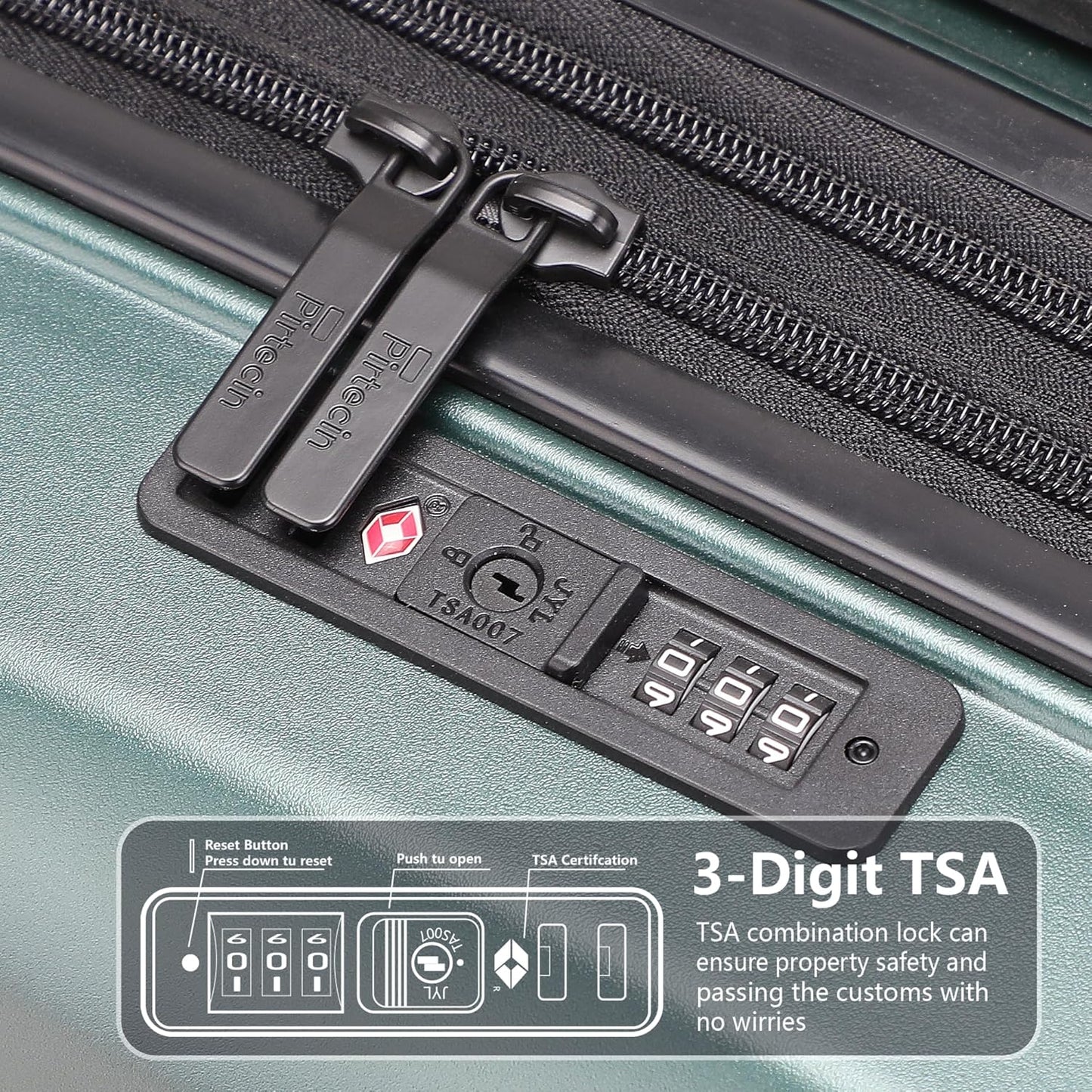 Luggage Sets 2 Piece, 20/28 Inch Lightweight Expandable PC Hardside Durable Suitcases with Spinner Wheels & TSA Lock, Green