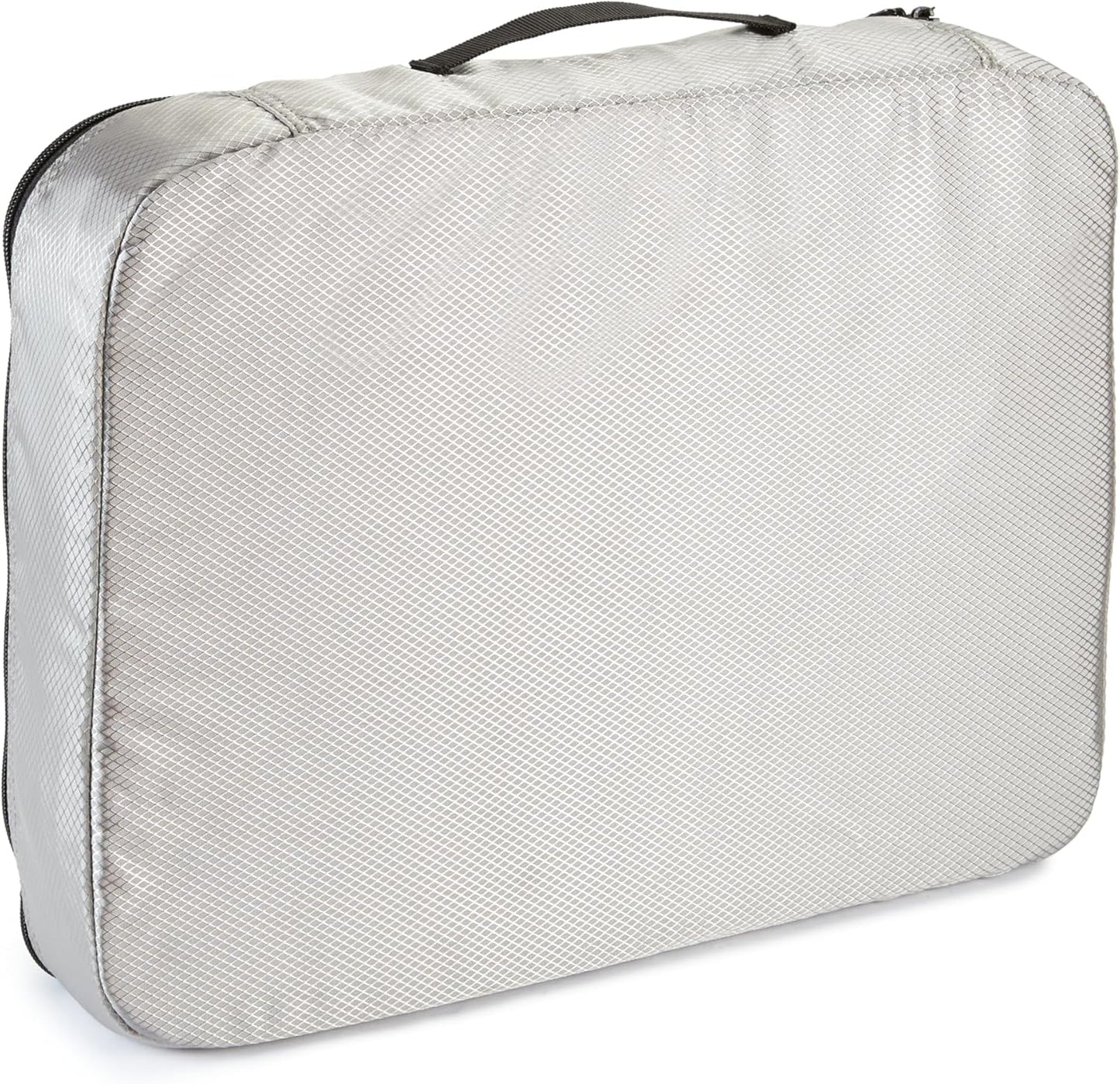 Amazon Basics 4 Piece Packing Cubes Travel Organizer Set with Double Zipper, Mesh Top, Large, Gray