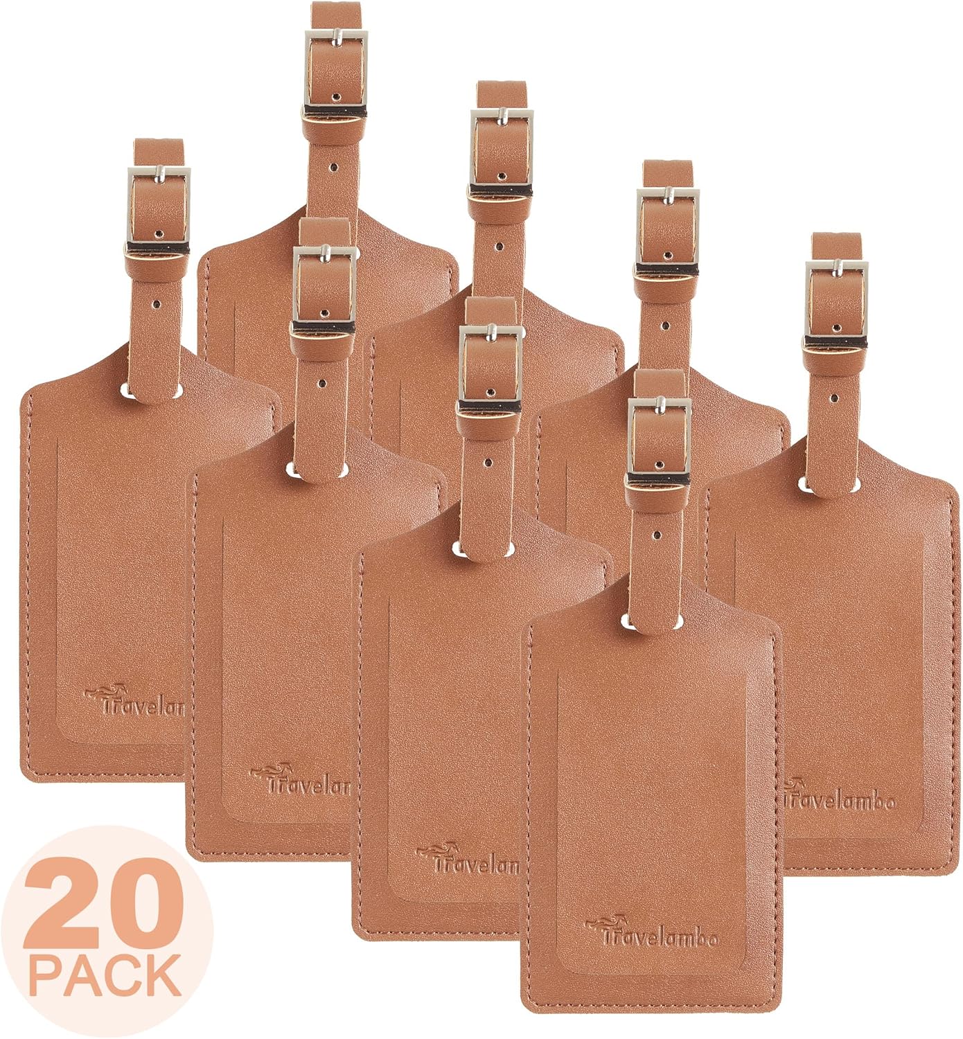 8 Pack Leather Luggage Travel Bag Tags by Travelambo
