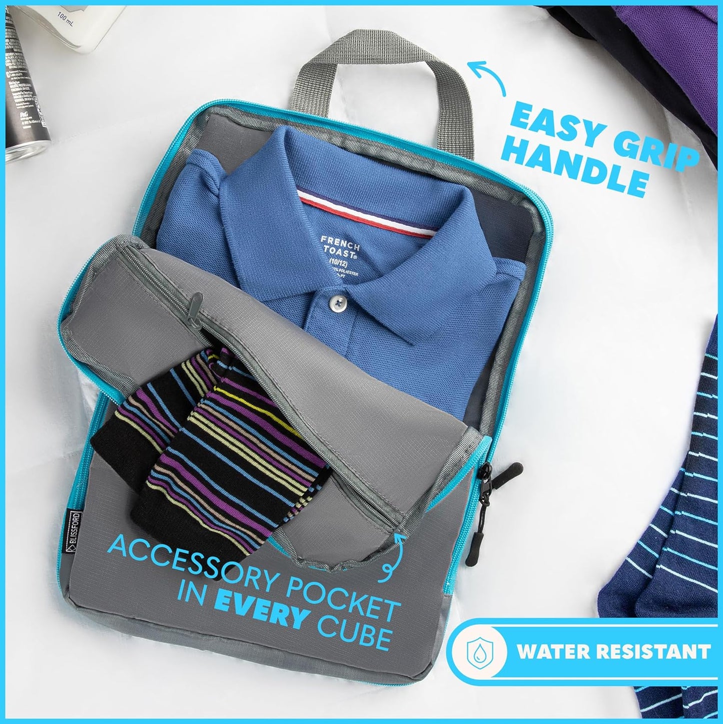 Compression Packing Cubes Travel, 4 Set/6 Set Packing Cubes for Carry on Suitcase, Suitcase Organizer Bags Set, Compression Bags Travel, Best Travel Packing Cubes Compression - with Inside Pockets