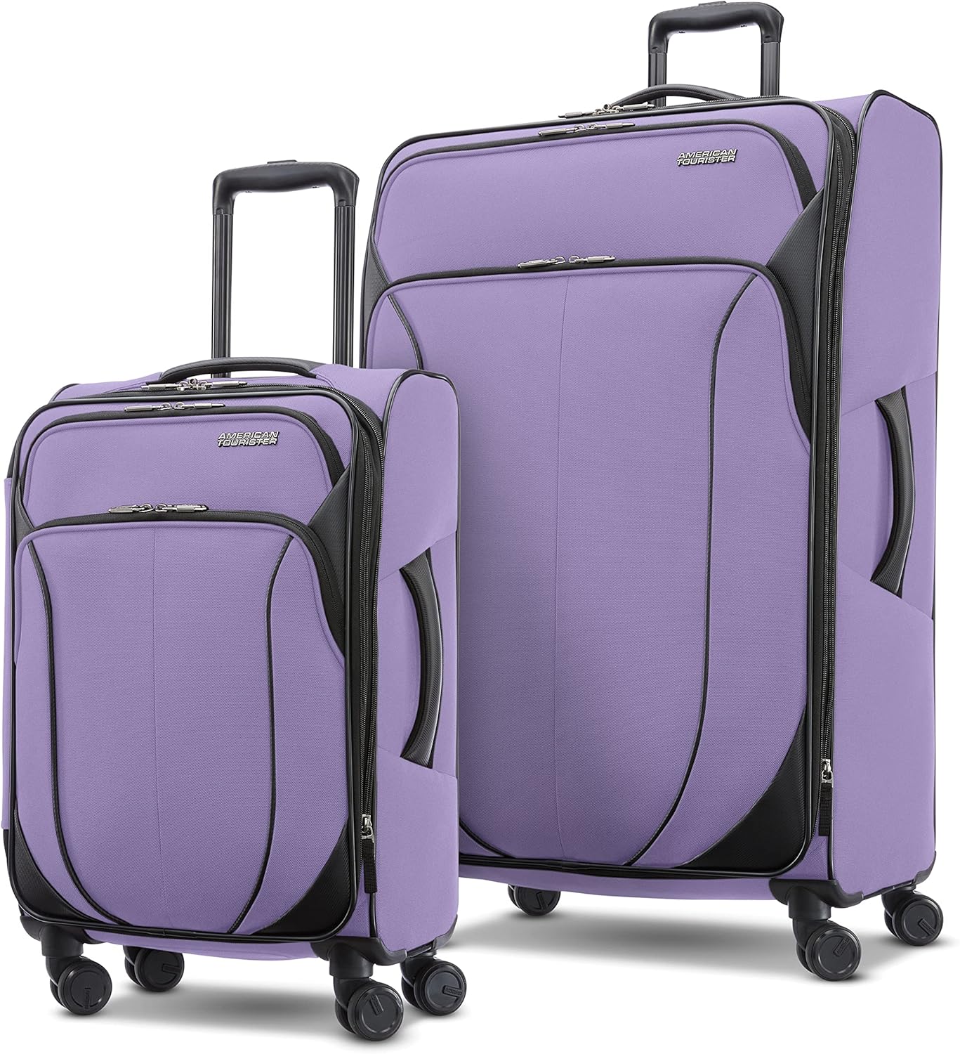American Tourister 4 KIX 2.0 Softside Expandable Luggage with Spinners, Digital Lavender, 2PC SET (Carry-on/Large)