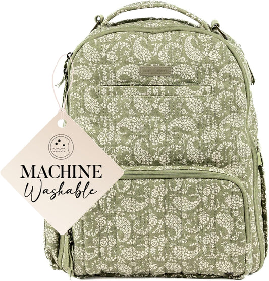 JuJuBe x Sazan Hendrix - New Classic Diaper Bag Backpack with Portable Changing Pad, Stroller Straps, Large Travel Backpack for carrying Baby Bottles, Wipes, Diapers, Pacifiers, Paisley Floral