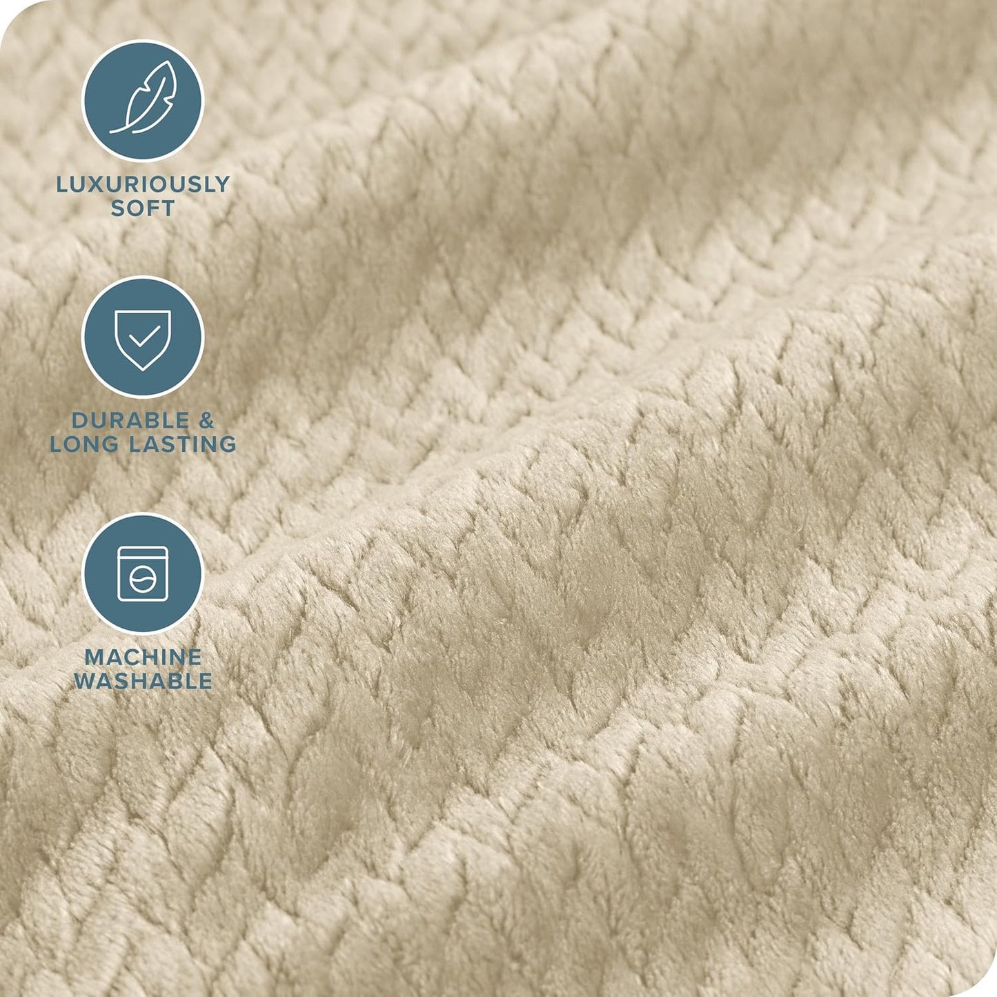 Bare Home Textured Fleece Blanket - Twin/Twin Extra Long - Ultra-Soft Lightweight for Bed, Sofa, and Couch - Luxury Microplush - Cozy Warm Blanket (Twin/Twin XL, Chevron Oyster)