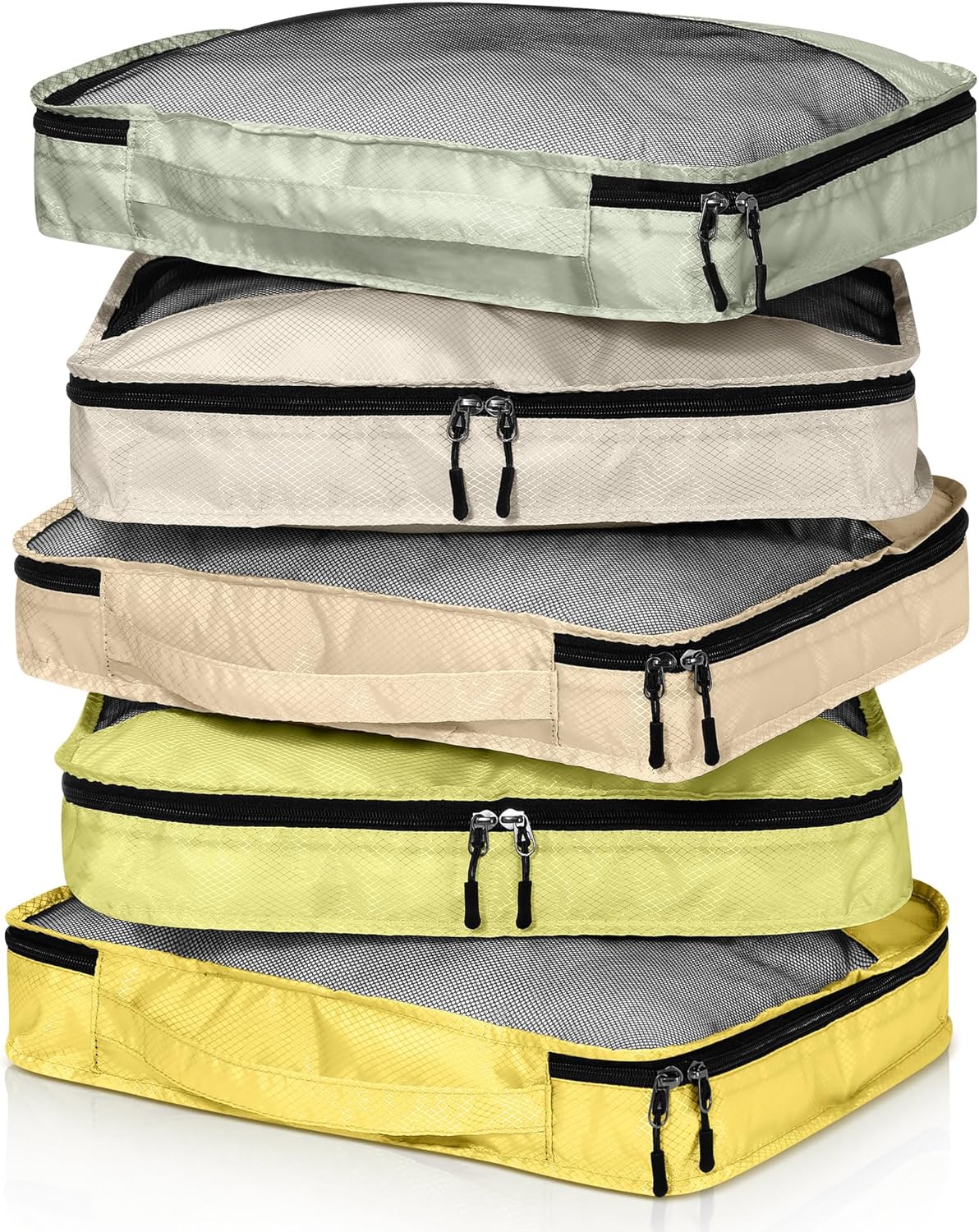 5 Pcs Packing Cubes for Suitcase Large Travel Cubes Carry on Luggage Organizer Bags for Clothes Accessories(L,Yellow)