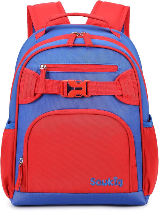 Cute Mini Toddler Backpacks for Boys 2-4 Little Kids Backpack Preschool Bookbag (Red Navy Blue)