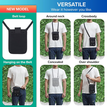 Travel Neck Wallet – Travel pouch and RFID Blocking Passport Holder for Women and Men - Slim Travel Wallet to Keep Your Cash, Passport, Credit Cards Safe. Easy to Conceal Passport Wallets.