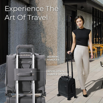 Briggs & Riley Cabin Spinner - Carry On Luggage for Travel, Suitcases with Wheels, Softside Rolling Bag for Men & Women, Fits Under Plane Seat, Interlocking Handle - Baseline Collection, Steel Gray