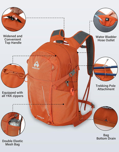 Pioneer Camp Hiking Backpack 22L Small Hiking Hydration Gear Lightweight Camping Backpack Travel Daypack for Women Men