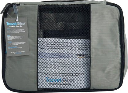 TravelWise Packing Cube System - Durable 5 Piece Weekender Plus Set (Silver)