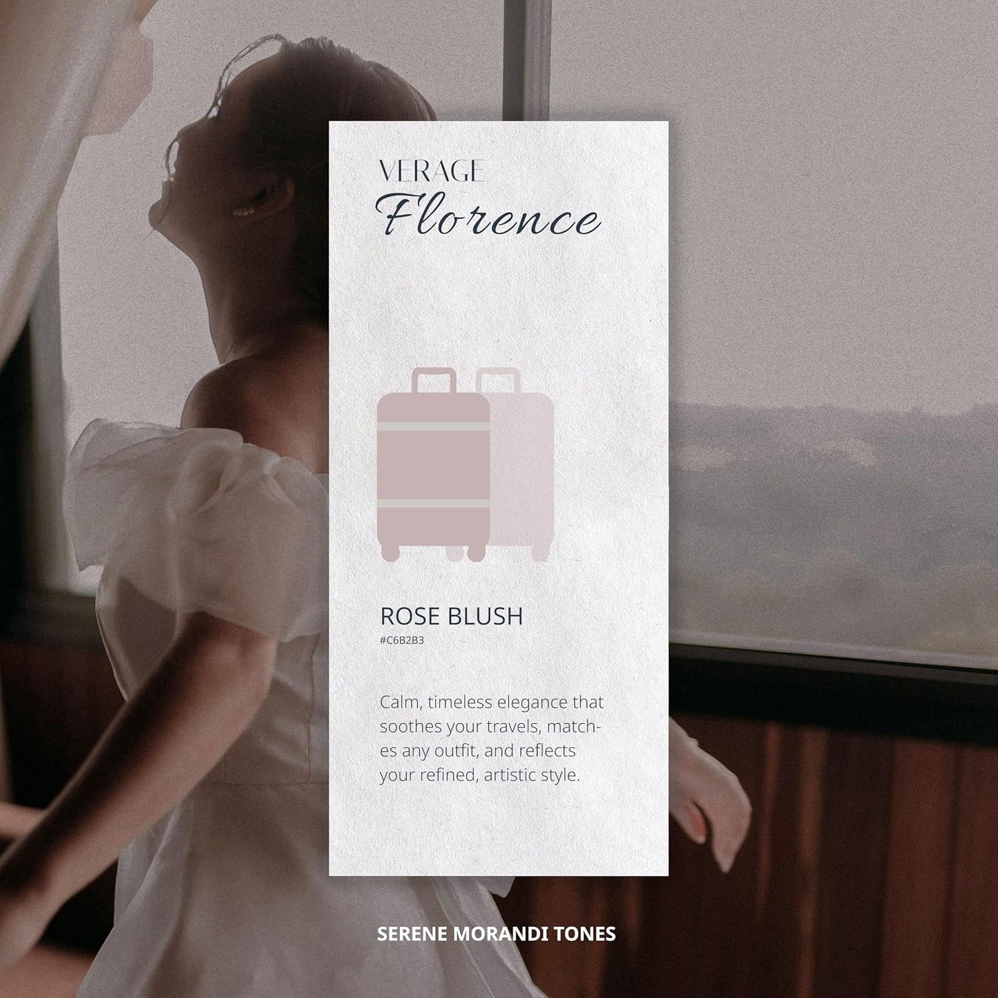 Verage Florence Hardside Carry-On Luggage with Spinner Wheels, Lightweight Expandable Suitcase with TSA Lock, Artist-Inspired Stylish Travel Luggage for Women, 20-Inch, Rose Blush