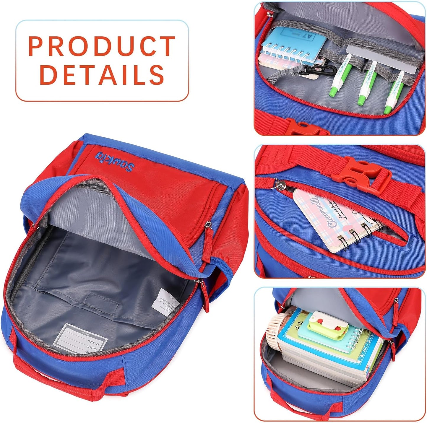 Lightweight Kids Backpack for School Kindergarten Elementary Backpacks for Boys Ages 6-8-10 (Red Navy Blue)