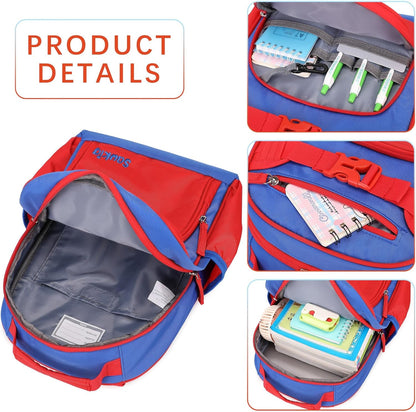 Lightweight Kids Backpack for School Kindergarten Elementary Backpacks for Boys Ages 6-8-10 (Red Navy Blue)