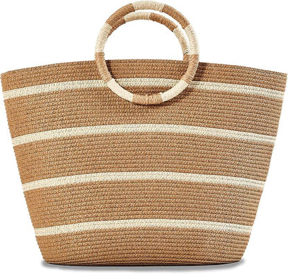 Beach Bags for Women Straw Tote Bag Summer Beach Bag Large Woven Straw Tote for by TOFUNTOY