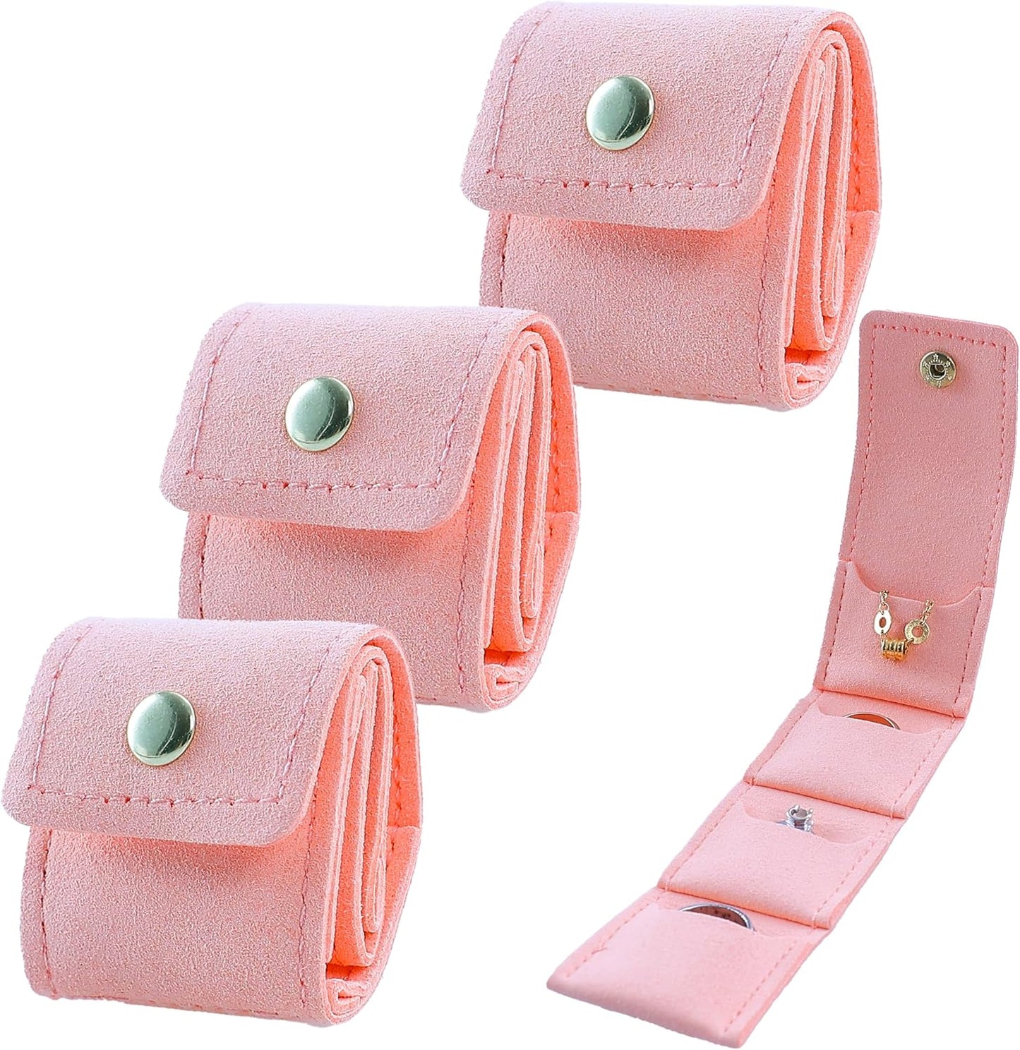 3 PCS Mini Travel Jewelry Organizer Bag - Tinycious Foldable Portable Case with Buckle, Auxiliary Jewelry Storage for Travel