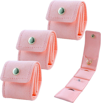 3 PCS Mini Travel Jewelry Organizer Bag - Tinycious Foldable Portable Case with Buckle, Auxiliary Jewelry Storage for Travel