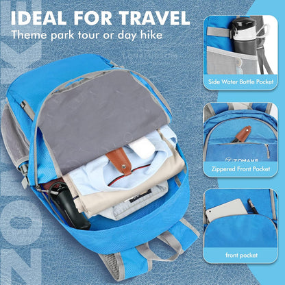 ZOMAKE Lightweight Packable Backpack 30L, Foldable Hiking Backpacks Water Resistant Compact Folding Daypack for Travel(Light Blue)