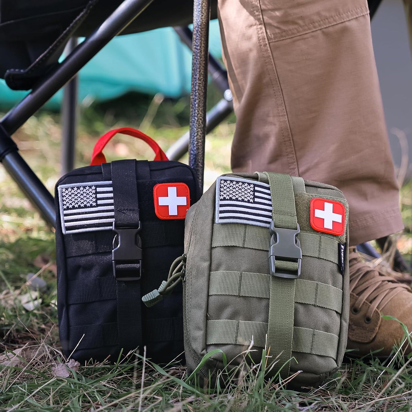 EVERLIT Emergency Trauma Kit, CAT GEN-7 Tourniquet 36" Splint, Military Combat Tactical IFAK for First Aid Response, Critical Wounds, Severe Bleeding Control (Black)