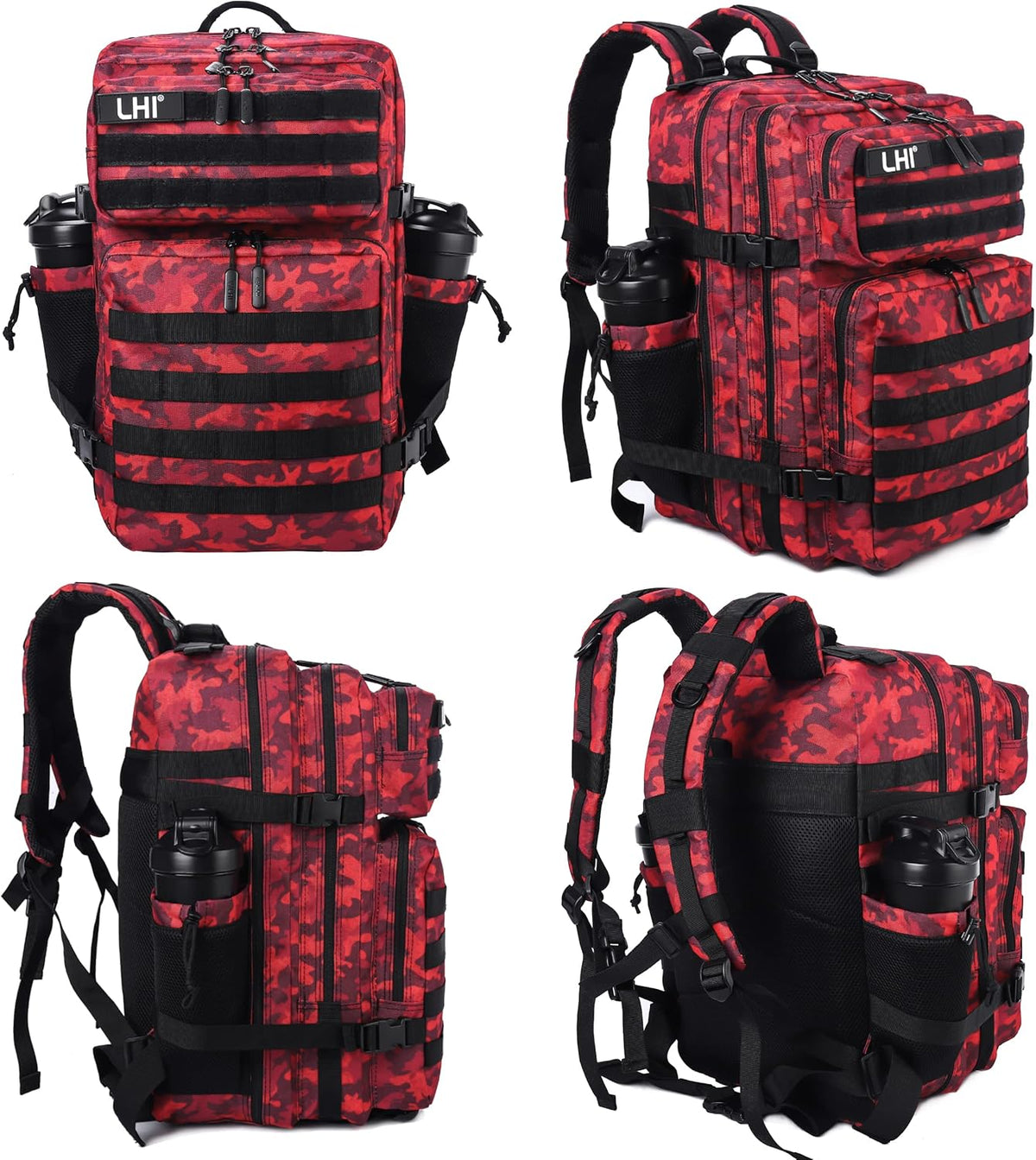 LHI Military Tactical Backpack for Men Molle Daypack 45L Army 3 Days Assault Pack Bag Large Rucksack With Bottle Holder(12*20*12)