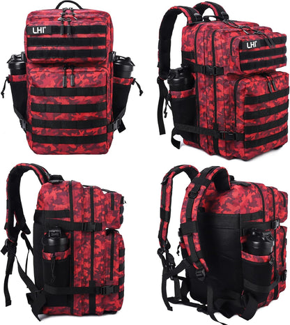 LHI Military Tactical Backpack for Men Molle Daypack 45L Army 3 Days Assault Pack Bag Large Rucksack With Bottle Holder(12*20*12)