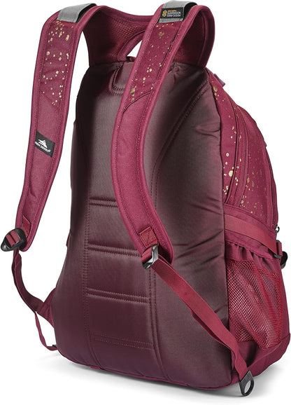 High Sierra Loop Backpack, Travel, or Work Bookbag with tablet sleeve, One Size, Copper Splatter/Maroon