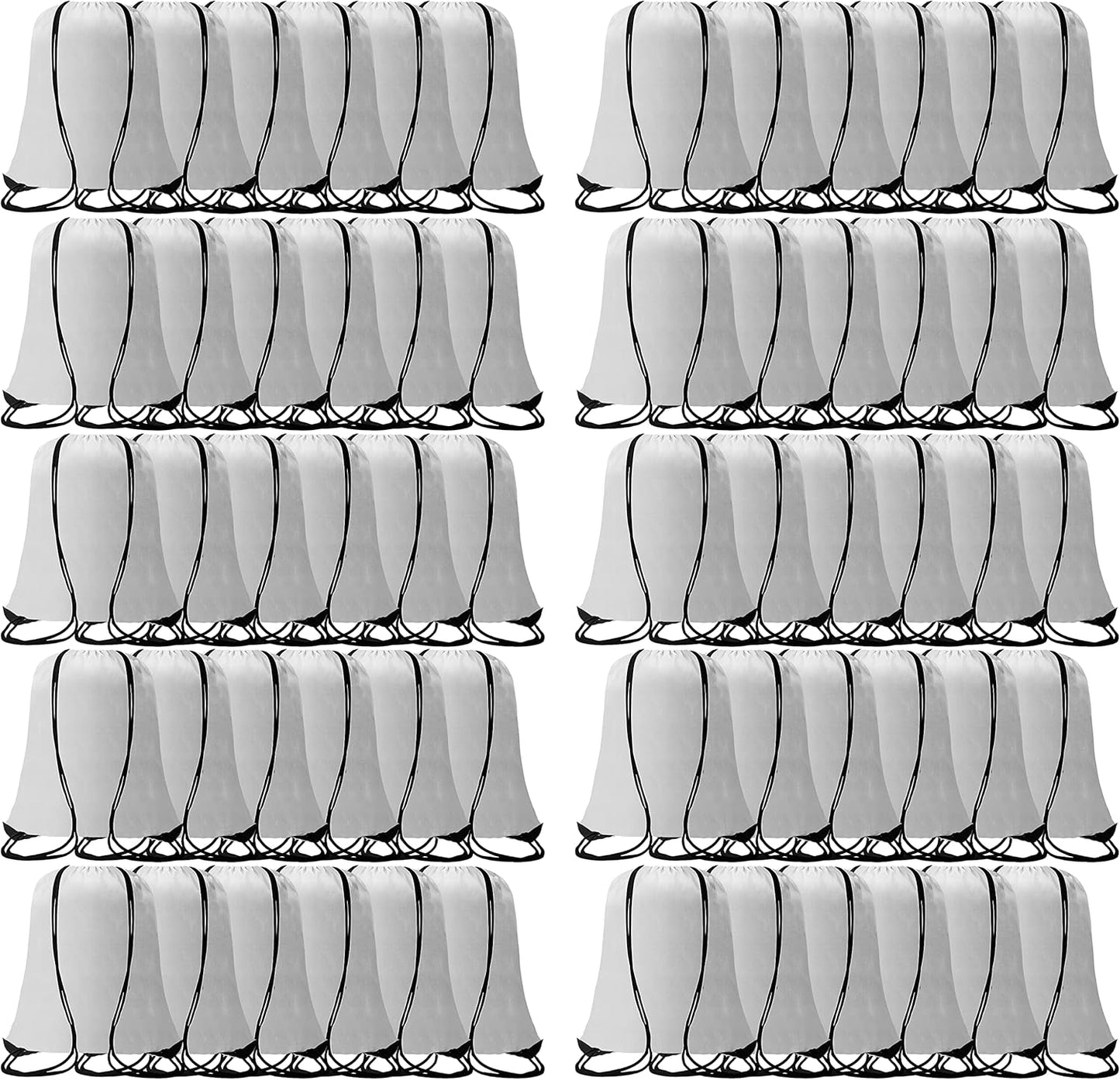 60 Pieces Drawstring Backpack Bags Sports Sackpack Bulk Cinch Gym Bag For Women Men Outdoor Sports Backpack（White）