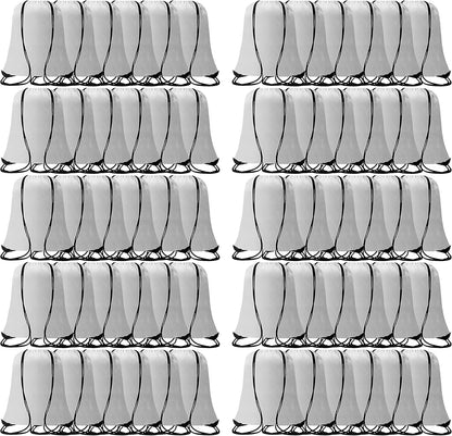 60 Pieces Drawstring Backpack Bags Sports Sackpack Bulk Cinch Gym Bag For Women Men Outdoor Sports Backpack（White）